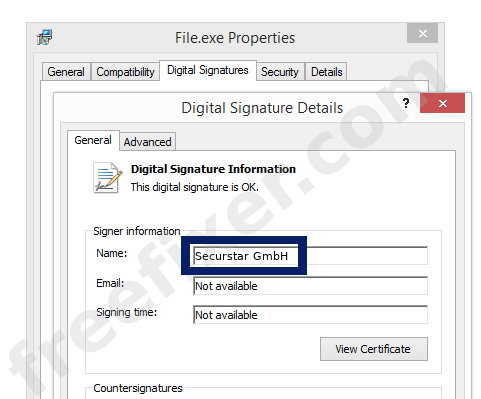 Screenshot of the Securstar GmbH certificate
